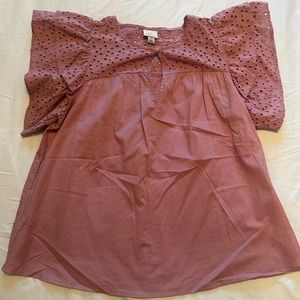 Women's Mauve Eyelet Top